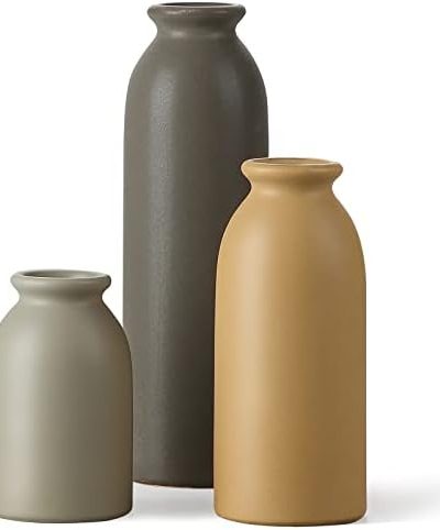 CWLWGO-Ceramic Matte Vase for Home Decor, Modern and Minimalist Decorative Vase Set. Farmhouse