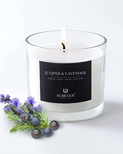 subrtex Juniper & Lavender Scented Candles for Women, 7oz Small Jar Single Wick Candle, 40 Hours of