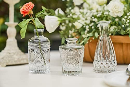Glass Bud Vase Set of 10 - Mini Vintage Vases for Wedding Decorations, Home Table Flower Décor, - Image 6