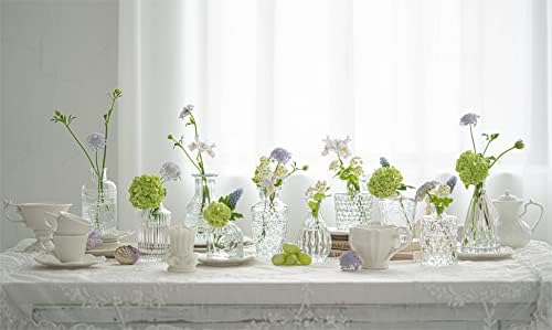 Glass Bud Vase Set of 10 - Mini Vintage Vases for Wedding Decorations, Home Table Flower Décor, - Image 2