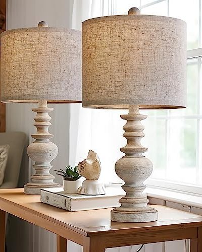 BOBOMOMO Tradition 20" Rustic Table Lamp Set of 2 for Living Room Bedroom Bedside Desk Lamps Bedroom